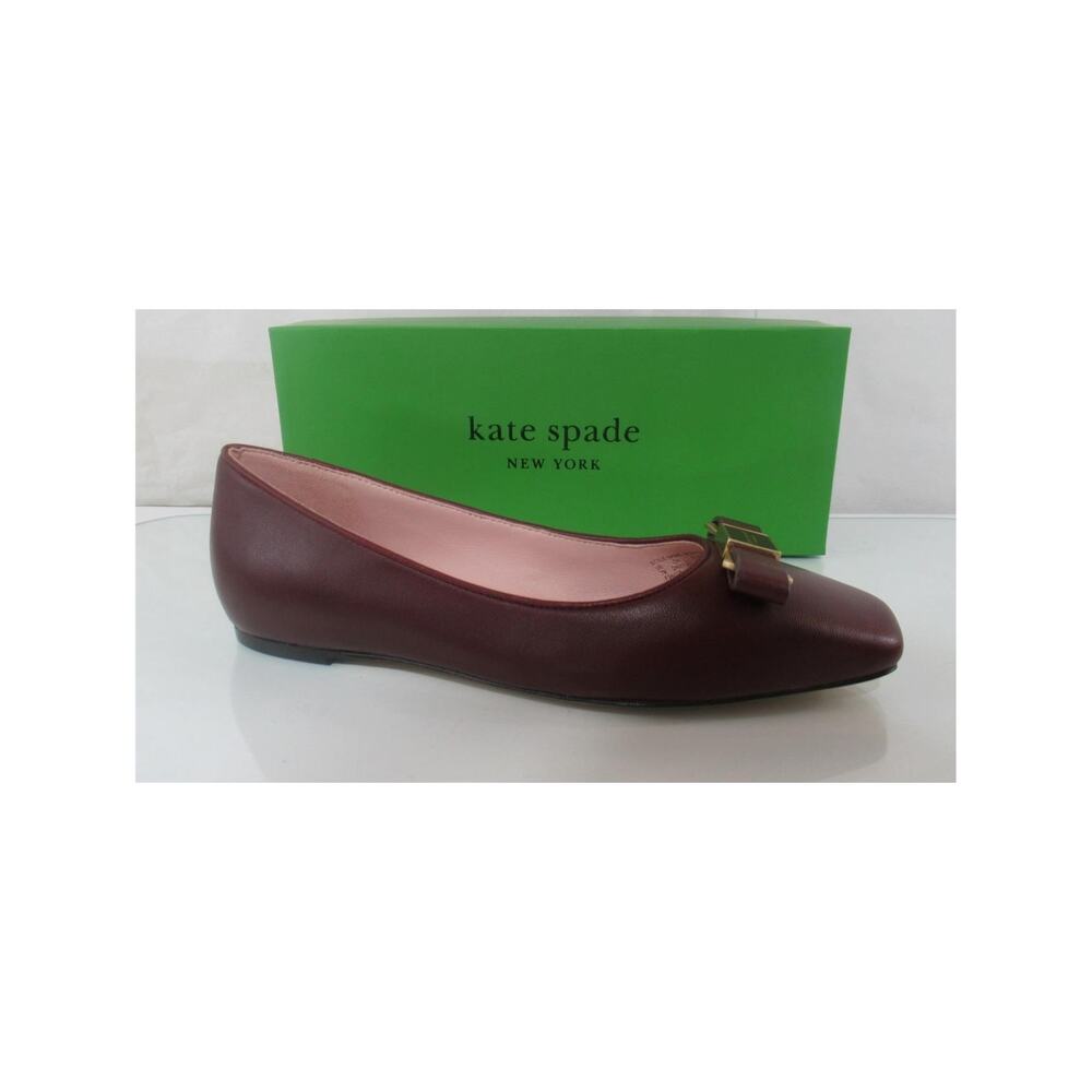 Kate Spade New York Bowdie Ballet Flat Shoes Pointed Square Toe Cordovan Size 7